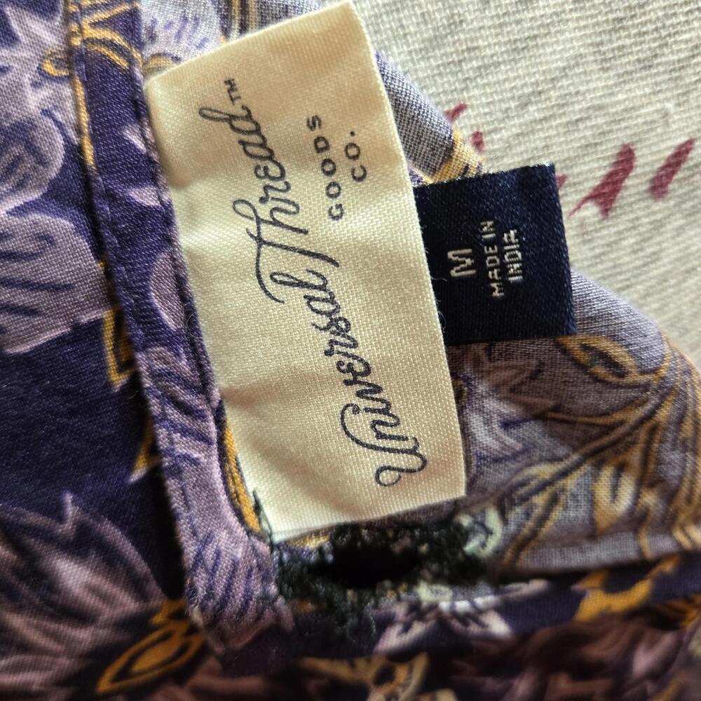 Universal Thread Long Puff Smocked Sleeve Purple Floral Peplum Shirt Size M - Picture 6 of 7